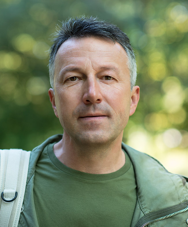 man on a hike